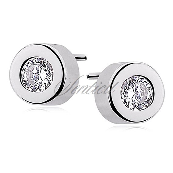 Silver (925) round earrings white zirconia