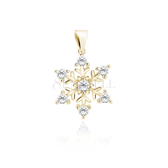 Silver (925) snowflake gold-plated pendant with white zirconias