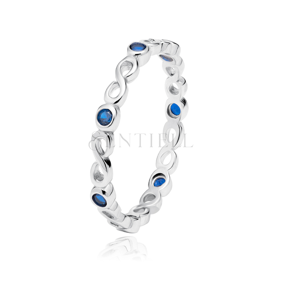 Silver (925) subtle ring with sapphire zirconias - Infinity