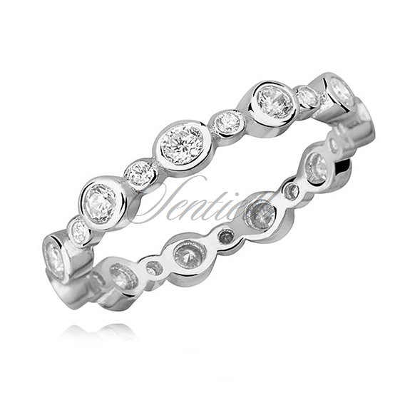 Silver (925) subtle ring with white zirconia