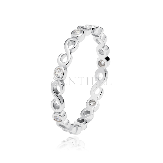Silver (925) subtle ring with white zirconia - Infinity