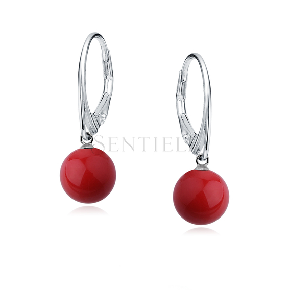 Silver earrings 925 balls - red