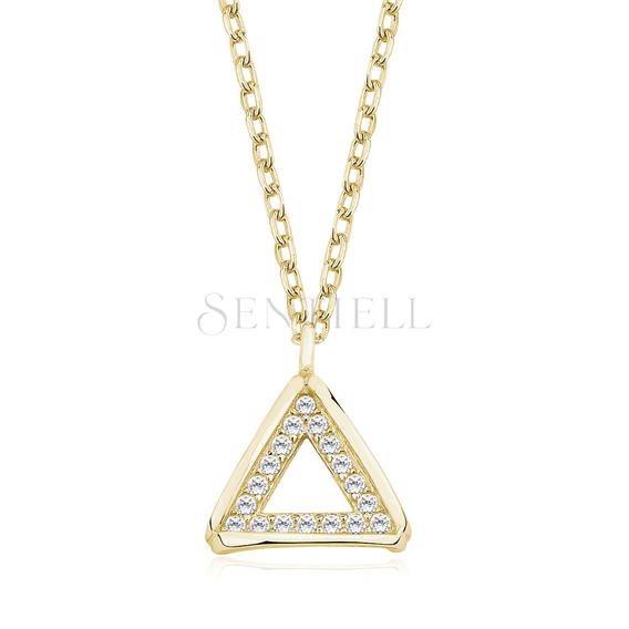 Silver gold-plated (925) necklace  - triangle with zirconia