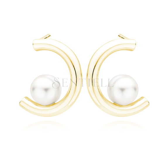 Silver gold-plated (925) pearl earrings