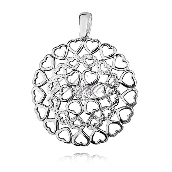 Silver pendant (925) hearts with zirconia