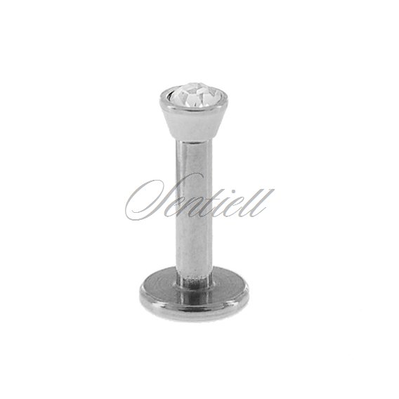 Stainless steel (316L) labret piercing with zirconia - for lips and chin