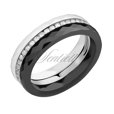 Ceramic rings black, white and silver (925) ring with white zirconia