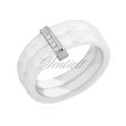 Double ceramic white ring, with silver (925) rectangular element with zirconia