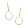 Silver (925) Earrings - cirlce with white zirconia