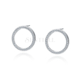 Silver (925) Earrings - cirlces with white zirconia