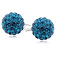 Silver (925) Earrings disco ball 12mm blue zircon