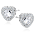Silver (925) Earrings white zirconia - hearts