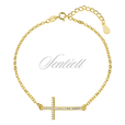 Silver (925) bracelet  - cross with zirconia - gold-plated