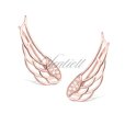 Silver (925) cuff earrings - wings with zirconia, rose gold-plated
