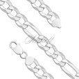 Silver (925) diamond-cut chain - figaro extra flat Ø 250 rhodium-plated