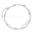 Silver (925) double chain bracelet - balls and infinity charm