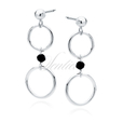 Silver (925) earrings circles and black spinel