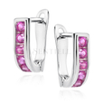 Silver (925) earrings dark pink zirconia