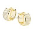 Silver (925) earrings hoop with five rows of zirconia, gold-plated