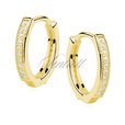 Silver (925) earrings hoop with zirconia, gold-plated
