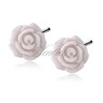 Silver (925) earrings roses - light gray