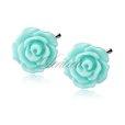 Silver (925) earrings roses - turquoise