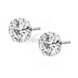Silver (925) earrings round white zirconia diameter 7mm