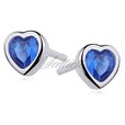Silver (925) earrings sapphire colored zirconia hearts