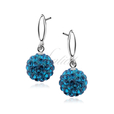 Silver (925) earrings turquoise disco ball