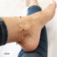 Silver (925) gold-plated anklet - adjustable size - round pendant with zirconia