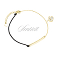 Silver (925) gold-plated bracelet with black cord -  dog / cat paw