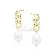Silver (925) gold-plated earrings - pearl on chain