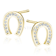 Silver (925) gold-plated horseshoe earrings with white zirconias