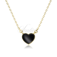 Silver (925) gold-plated necklace - heart with black enamel
