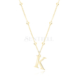 Silver (925) gold-plated necklace - letter K on chain with balls