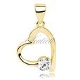 Silver (925) gold-plated  pendant - heart with white zirconia