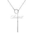 Silver (925) lariat necklace with circle and rectangle pendant