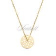 Silver (925) necklace - circle with openwork flower, gold-plated