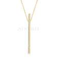 Silver (925) necklace - rectangle with zirconia, gold-plated