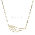 Silver (925) necklace - wing with zirconia, gold-plated