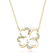 Silver (925) necklace with zirconia - gold-plated clover