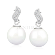 Silver (925) pearl earrings with zirconia