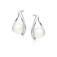 Silver (925) pearl earrings with zirconia