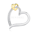 Silver (925) pendant - gold-plated heart with zirconia