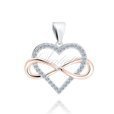 Silver (925) pendant - heart with rose gold-plated infinity and zirconias