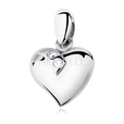 Silver (925) pendant white zirconia - heart decorated with two zircons