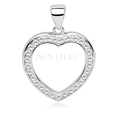 Silver (925) pendant white zirconia - heart hollow