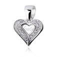 Silver (925) pendant white zirconia - heart wide