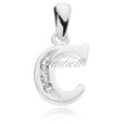 Silver (925) pendant white zirconia - letter C