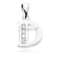 Silver (925) pendant white zirconia - letter D